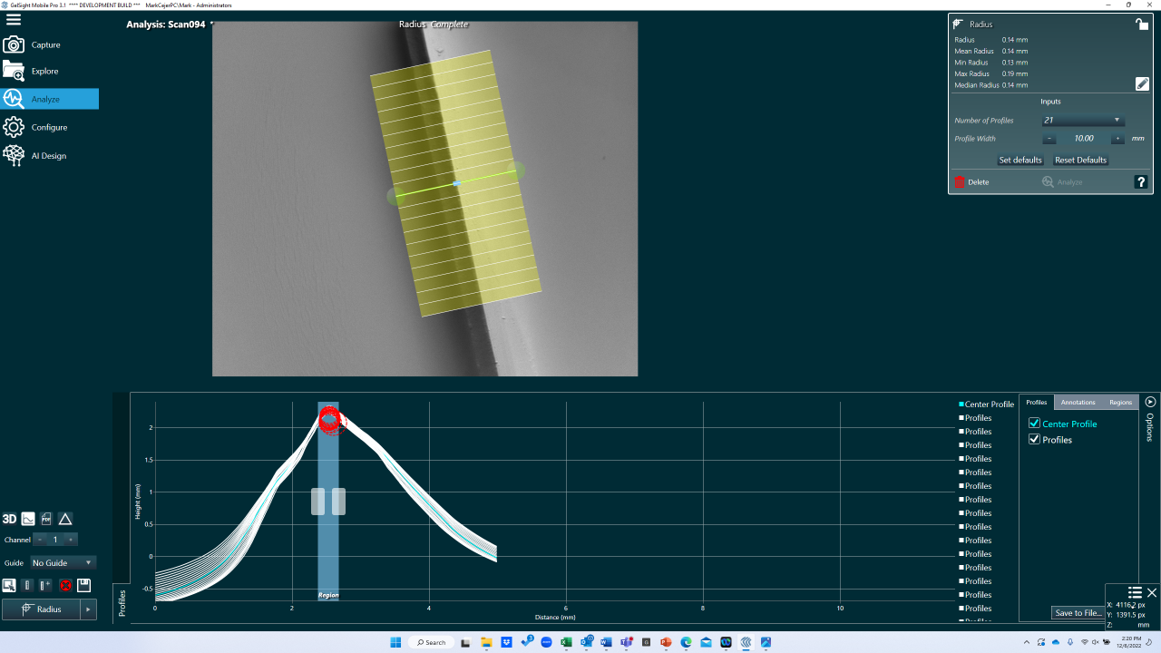 Radius Of Curvature Measurement GelSight